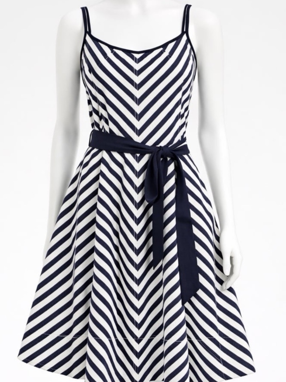 Talbots Petites Navy & White Striped Dress – Size 12P